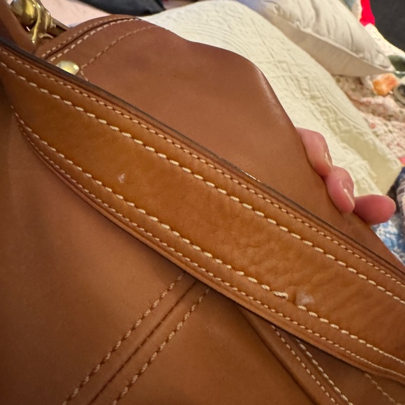 Coach Brown Leather Shoulder Bag with Gold Accents - Picture 5 of 11